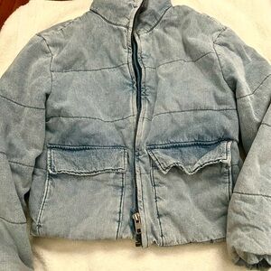 KanCan Light Blue Denim Puffer Jacket